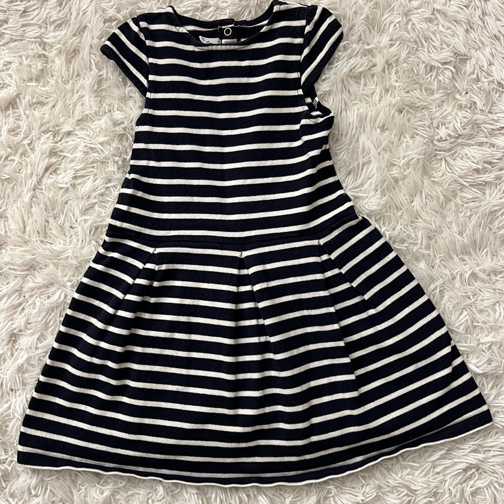 French navy striped knit dress